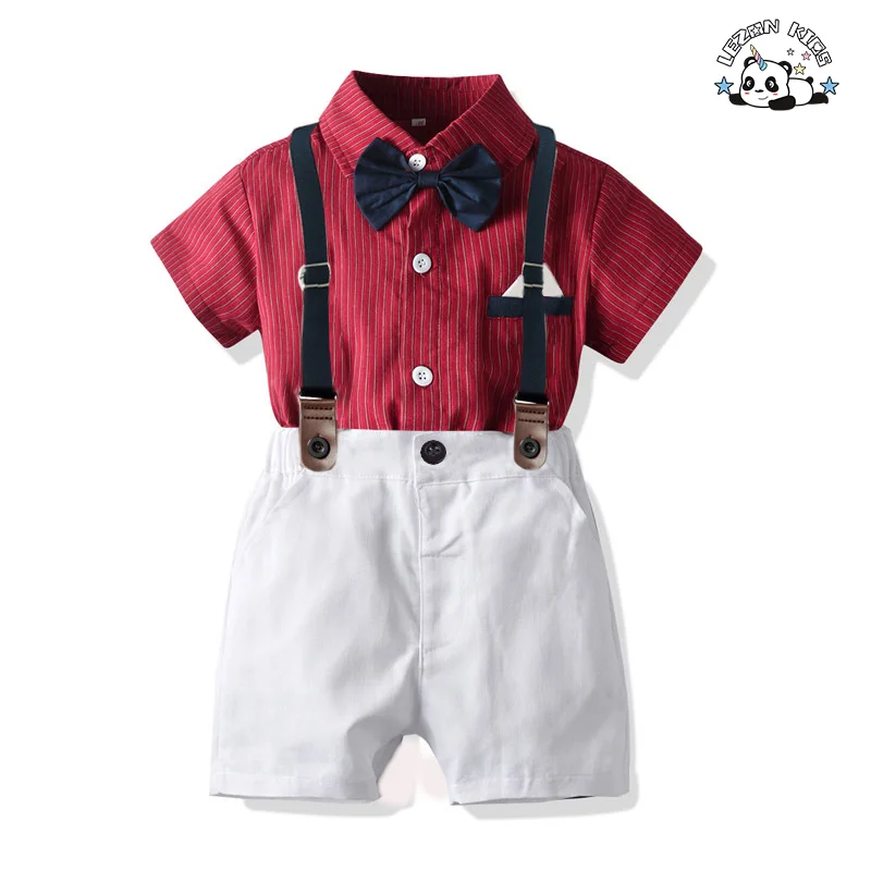 LEZONKIDS - Customizable Big Discount Spring Autumn Boutique Short Sleeve Shirt Kids Toddler Boys Clothing Sets for 2 to 14T